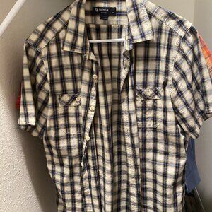 Cremieux Checkered Dress Shirt | Short Sleeve | Medium